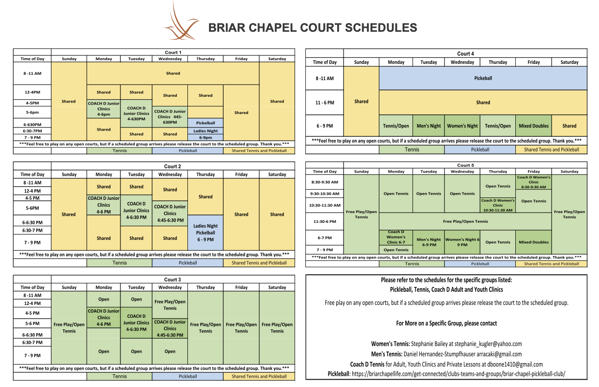  Court Schedule